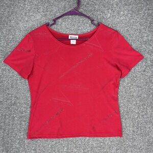 Vintage Western Connection Top Women's M Red Baby Tee Glitter Abstract Design